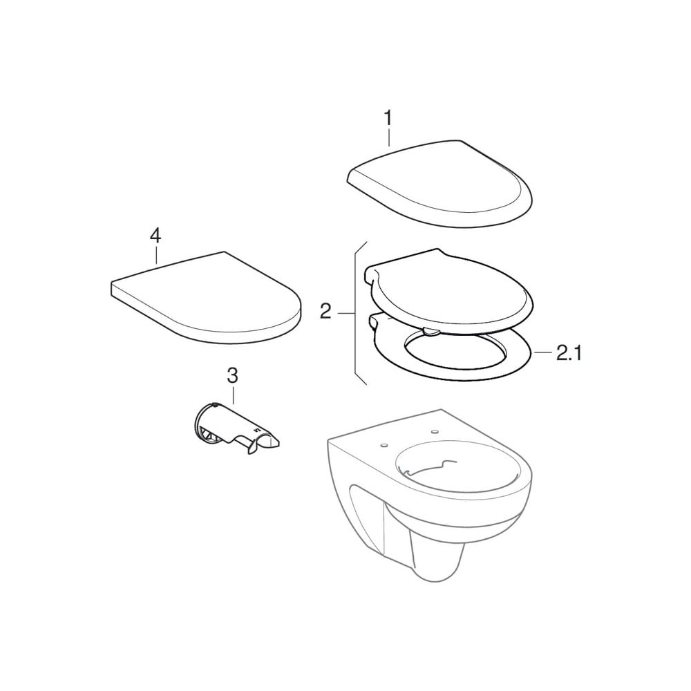 Geberit Renova Set Wand-WC Tiefspüler Rimfree, WC-Sitz T 54cm, Absenkautomatik Quic... GEBERIT-500801001 4025410717818 (Abb. 21)