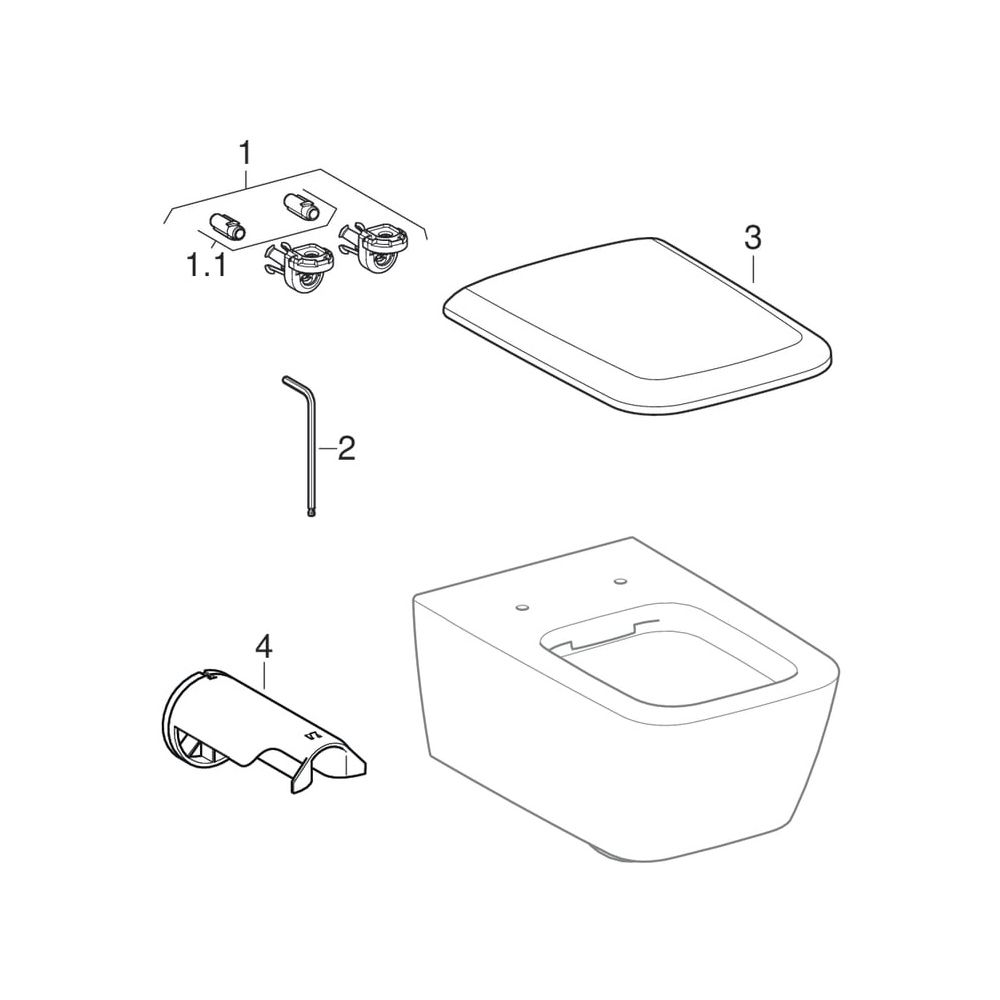 Geberit iCon Square Wand-WC Tiefspüler, geschlossene Form, Rimfree Tiefe 54cm, Weiß... GEBERIT-201950600 4022009329490 (Abb. 10)