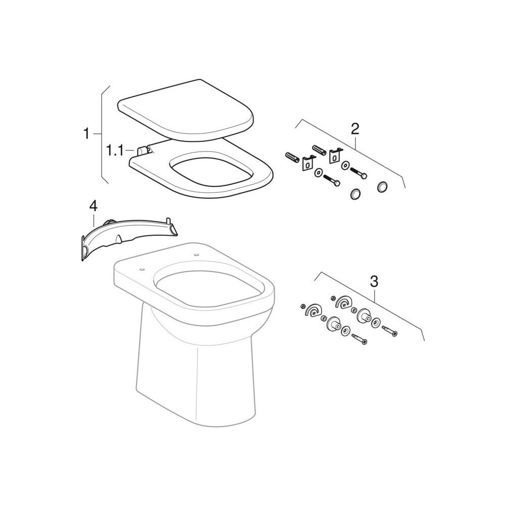 Geberit Renova Comfort Square Stand-WC Tiefspüler, erhöht, H 46cm, teilgeschlossene... GEBERIT-218500000 4022009312010 (Abb. 10)