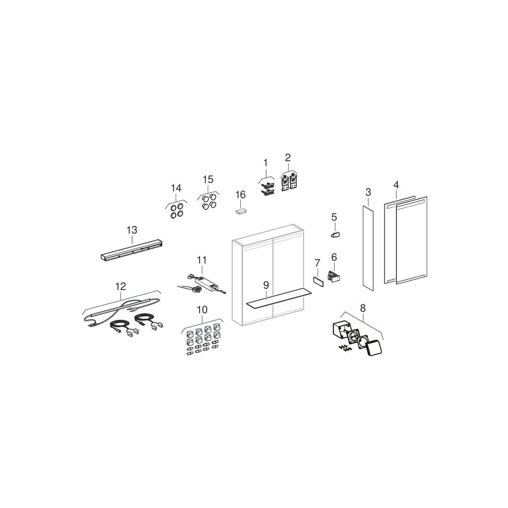 Geberit Option Spiegelschrank, Beleuchtung, 2 Türen, 60x70x15cm, CEE 7/4,7/3, versp... GEBERIT-500582001 4025416533832 (Abb. 10)