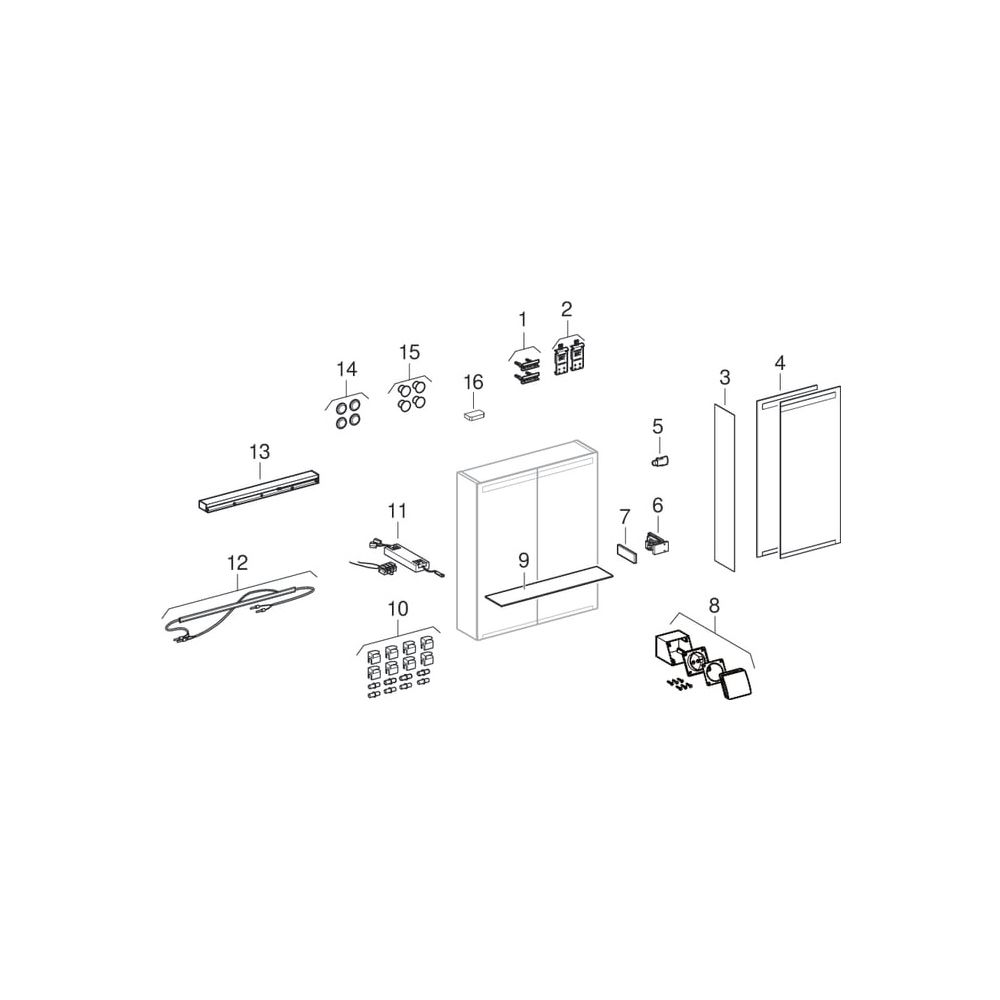 Geberit Option Spiegelschrank mit Beleuchtung, zwei Türen 75x70x15cm Korpus außen v... GEBERIT-500205001 4025416359777 (Abb. 11)