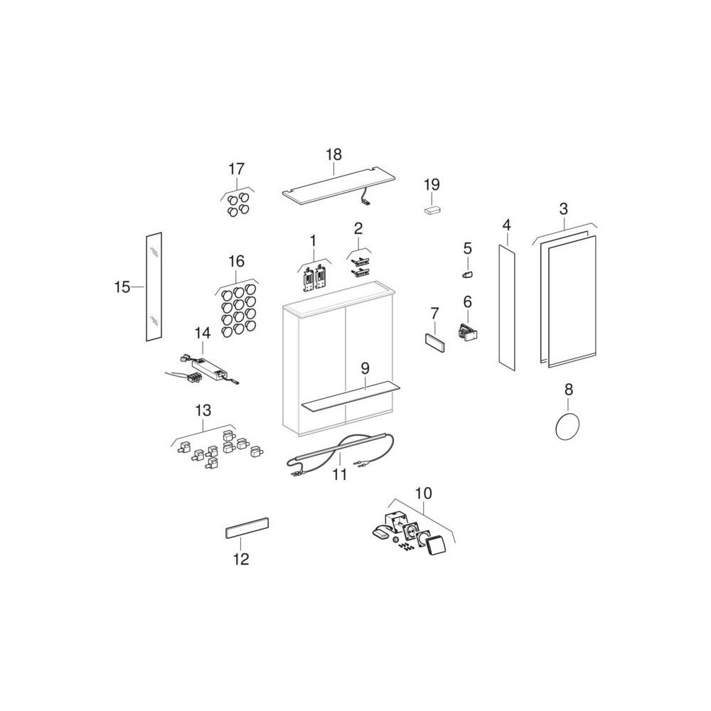 Geberit Option Plus Spiegelschrank mit Beleuchtung zwei Türen 75x70x17,2cm Korpus a... GEBERIT-500206001 4025416356851 (Abb. 10)