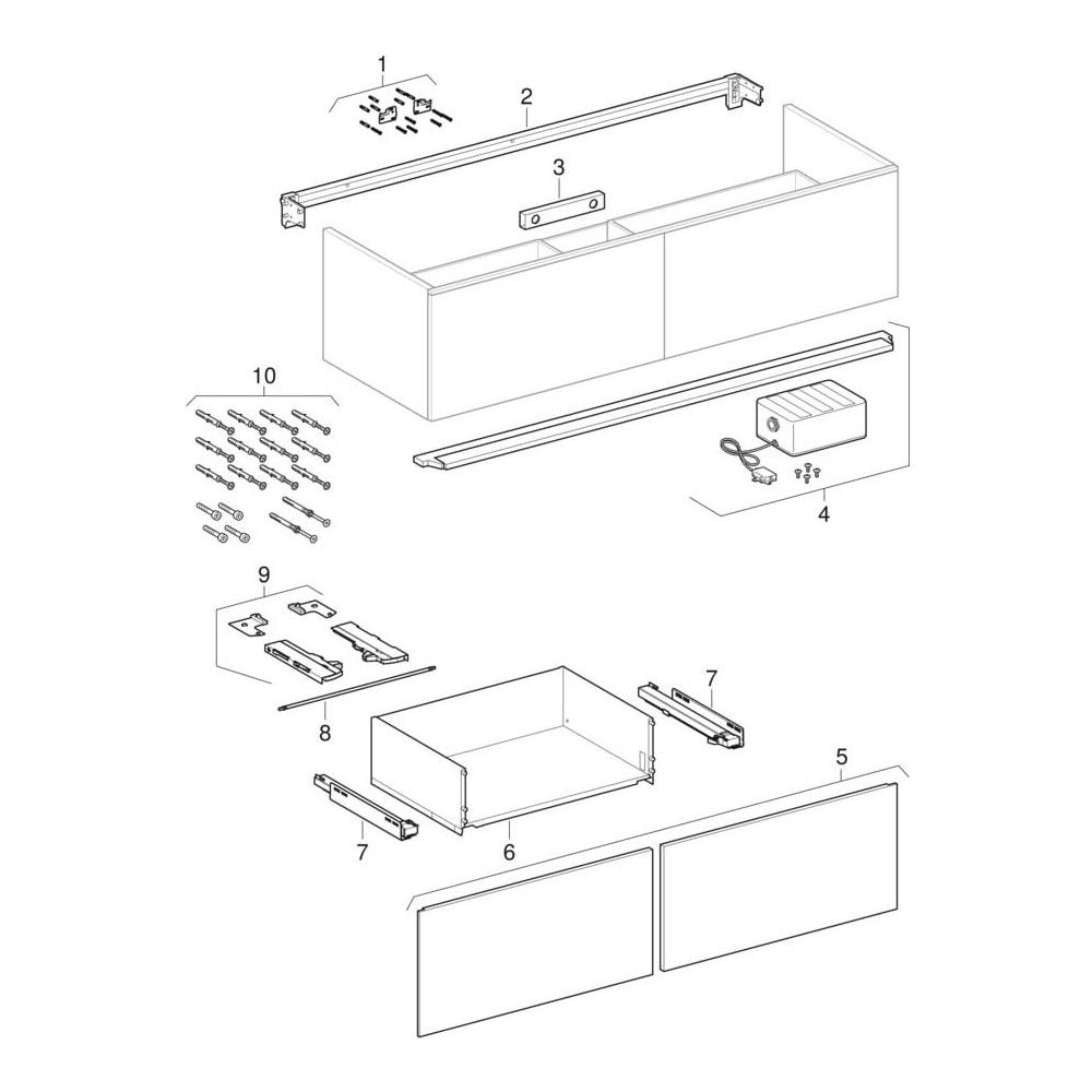Geberit Xeno2 Unterschrank für Waschtisch aus Mineralwerkstoff, 2 Schubladen, 139,5... GEBERIT-500347001 4025416361213 (Abb. 10)