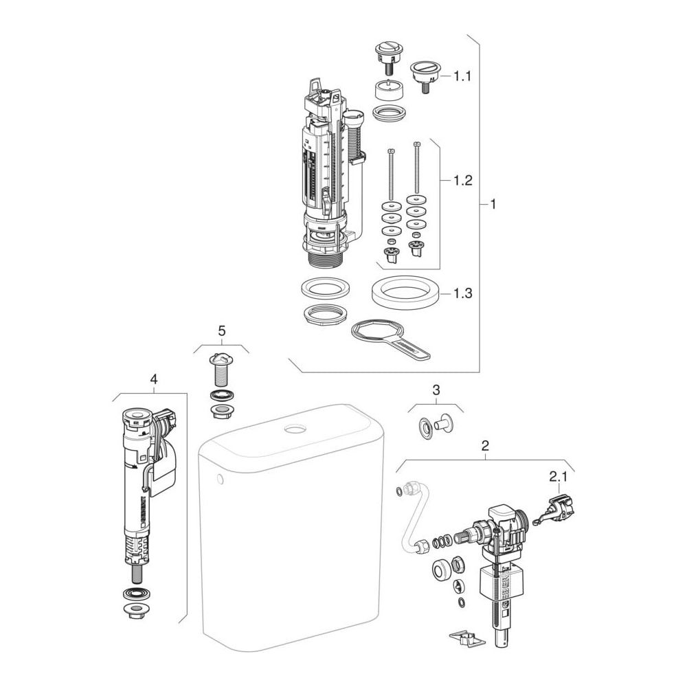 Geberit iCon Square Aufputzspülkasten aufgesetzt, 2-Mengen-Spülung, Wasseranschluss... GEBERIT-228950600 4022009329506 (Abb. 14)