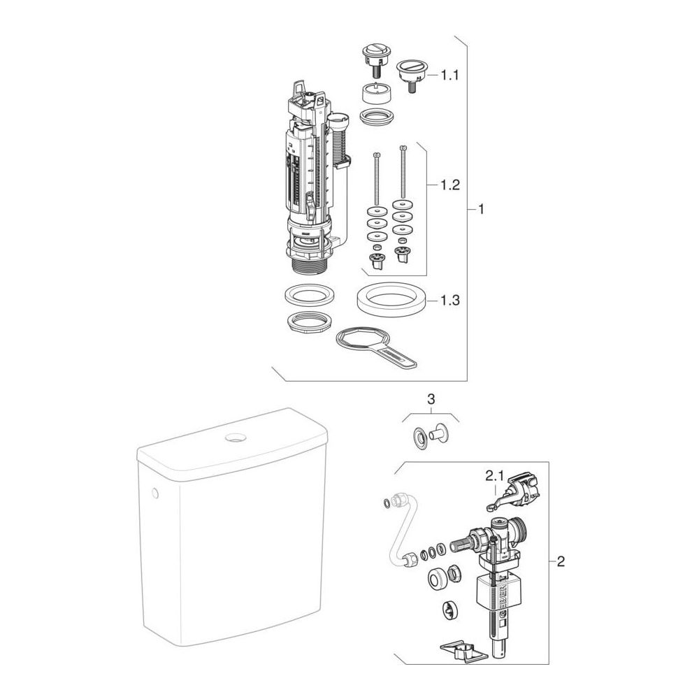 Geberit Renova Aufputzspülkasten aufgesetzt, eckiges Design, 2-Mengen-Spülung, Wasse... GEBERIT-227780600 4022009353600 (Abb. 8)