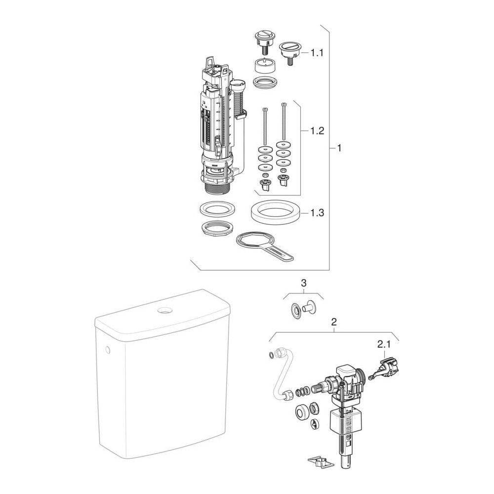 Geberit Renova Aufputzspülkasten aufgesetzt, eckiges Design, 2-Mengen-Spülung, Wass... GEBERIT-227780000 4022009353716 (Abb. 13)