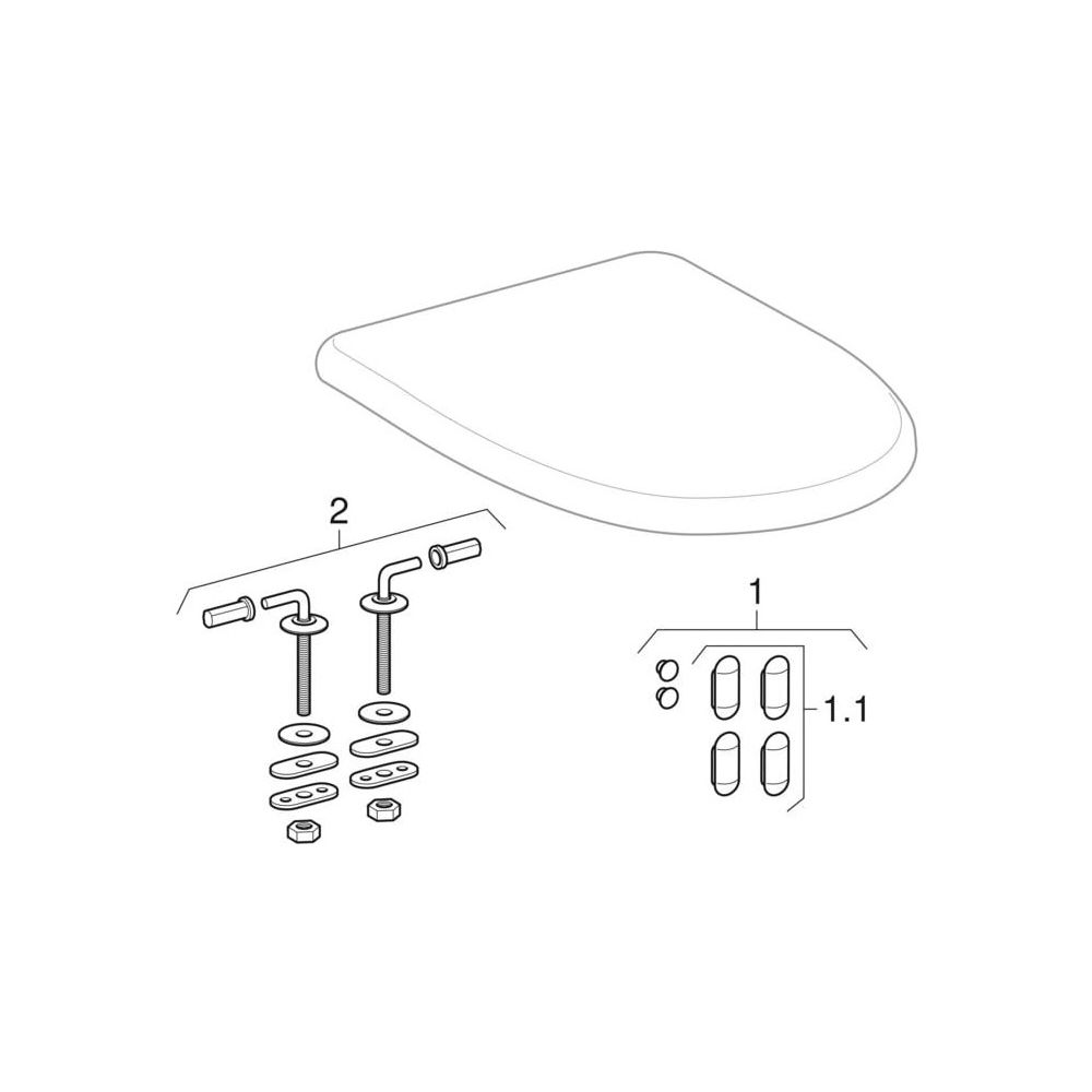 Geberit Renova Comfort Stand-WC Flachspüler, erhöht, Höhe 49cm, Abgang vertikal Tie... GEBERIT-218521000 4022009353686 (Abb. 12)