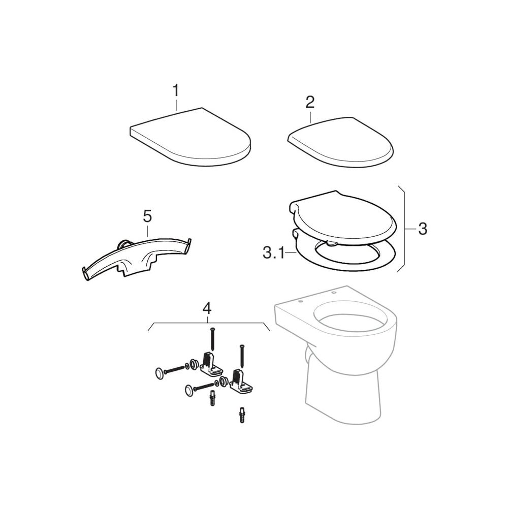 Geberit Renova Stand-WC Flachspüler, Abgang horizontal, teilgeschlossene Form, Tief... GEBERIT-203010000 4022009285017 (Abb. 16)