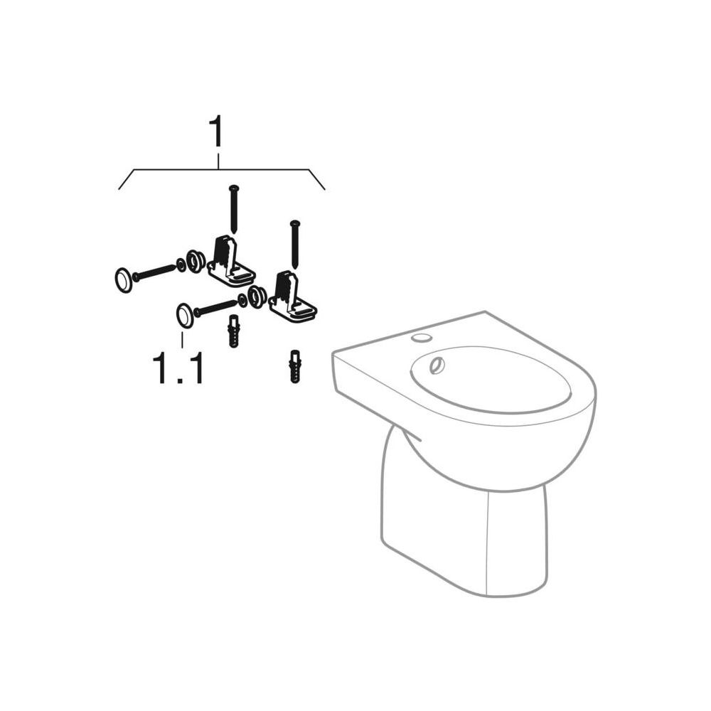Geberit Renova Standbidet teilgeschlossene Form, Tiefe 52cm, Überlauf sichtbar, Wei... GEBERIT-500812018 4025410712462 (Abb. 10)