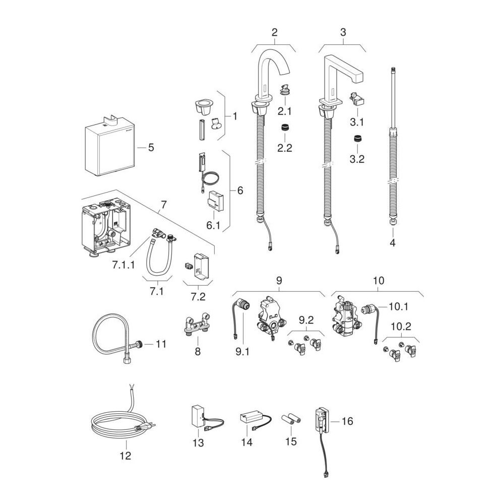 Geberit Piave Waschtischarmatur, Standmontage, Generatorbetrieb, mit AP-Funktionsbox... GEBERIT-116165SN1 4025410064776 (Abb. 6)
