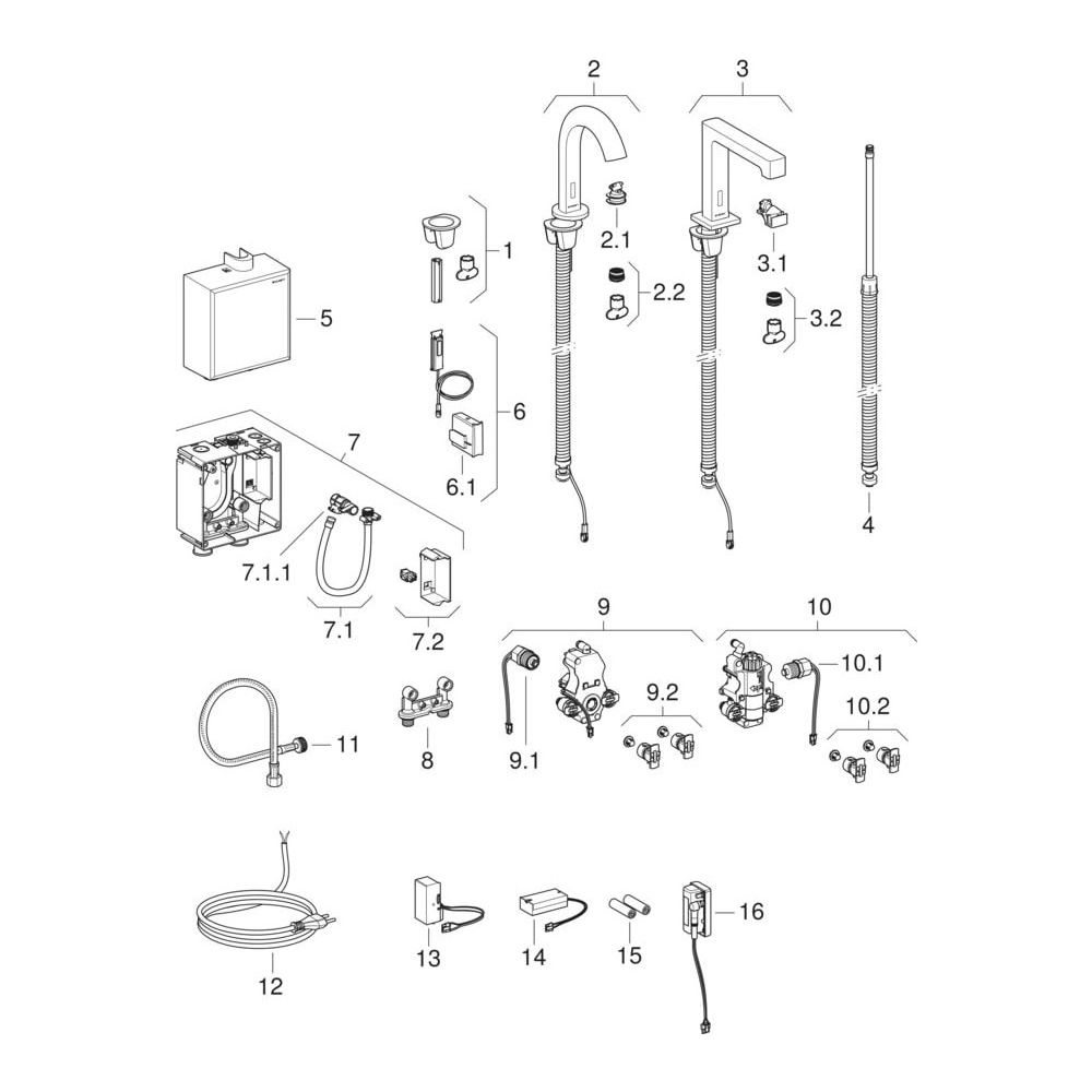 Geberit Brenta Waschtischarmatur Standmontage, Netzbetrieb, mit Aufputz-Funktionsbox... GEBERIT-116172211 4025416834120 (Abb. 9)