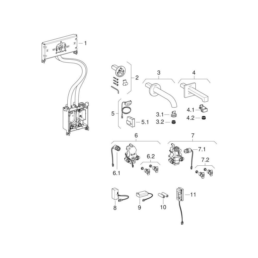 Geberit Piave Waschtischarmatur Wandmontage, Generatorbetrieb, ohne Mischer, Länge 2... GEBERIT-116285141 4025410064325 (Abb. 6)