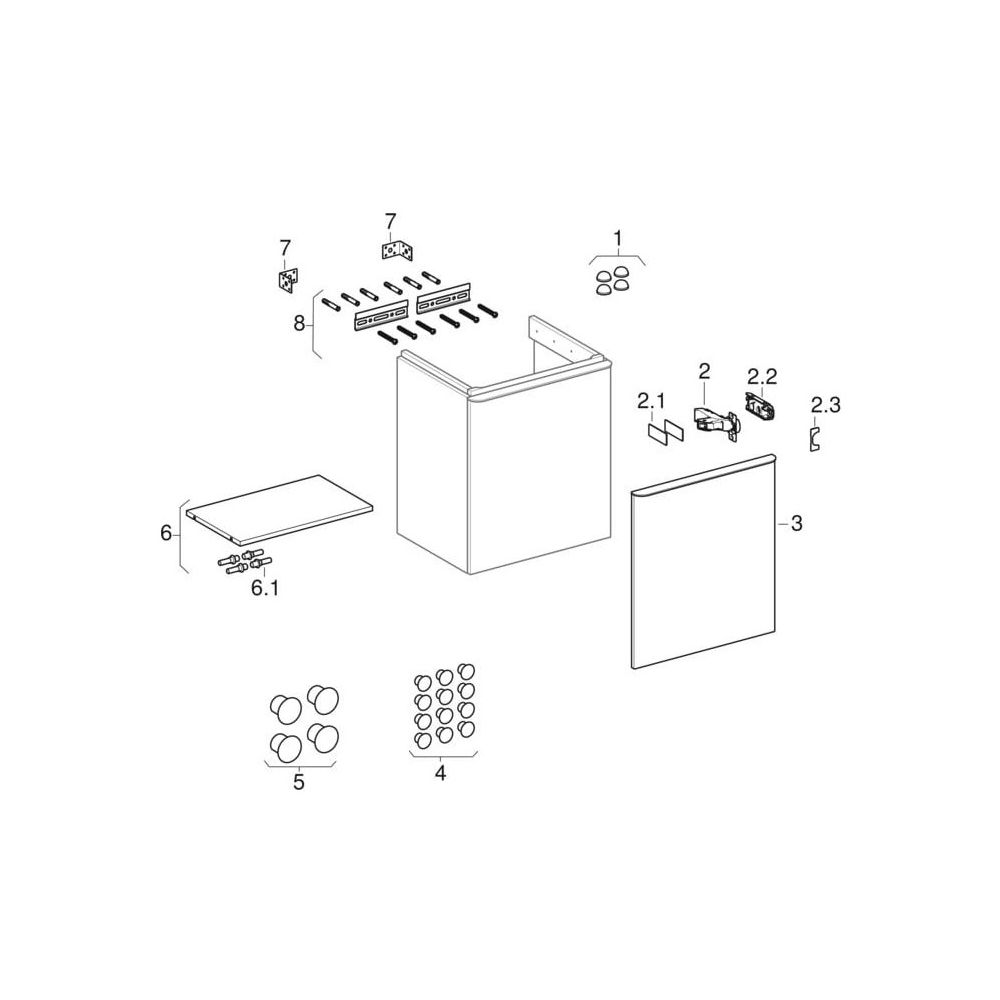 Geberit Smyle Square Unterschrank für Handwaschbecken, 1 Tür, Anschlag rechts, 49,2... GEBERIT-500363JL1 4025416354505 (Abb. 10)