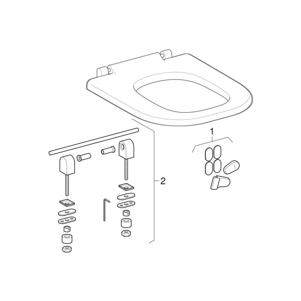 Geberit Renova Comfort WC-Sitzring barrierefrei, eckiges Design, Befestigung von un... GEBERIT-572840000 4022009353402 (Abb. 10)