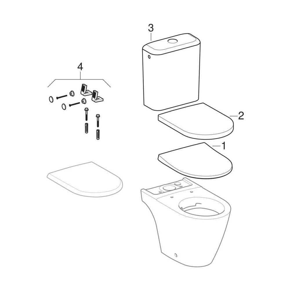 Geberit iCon Stand-WC für Aufputzspülkasten aufgesetzt, Tiefspüler, geschlossene Fo... GEBERIT-200460000 4022009332520 (Abb. 10)