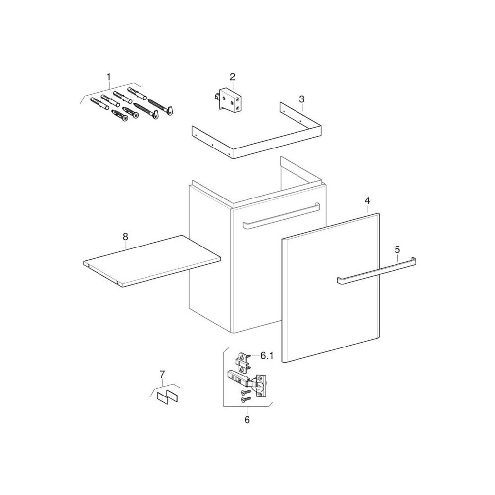 Geberit Renova Compact Unterschrank, Waschtisch, 1 Tür, 50x60,4x36,7cm, Weiß lackie... GEBERIT-862055000 4022009327465 (Abb. 10)