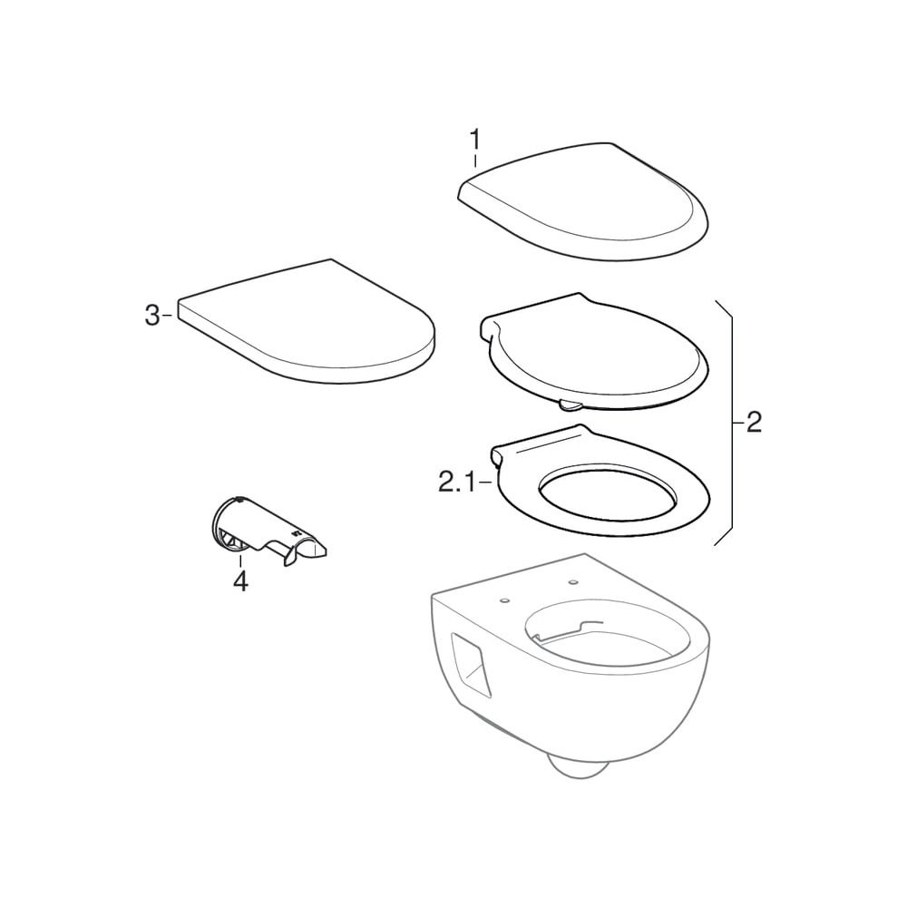 Geberit Renova Wand-WC Tiefspüler, teilgeschlossene Form, Rimfree Tiefe 53cm, Weiß... GEBERIT-203070000 4022009348286 (Abb. 16)