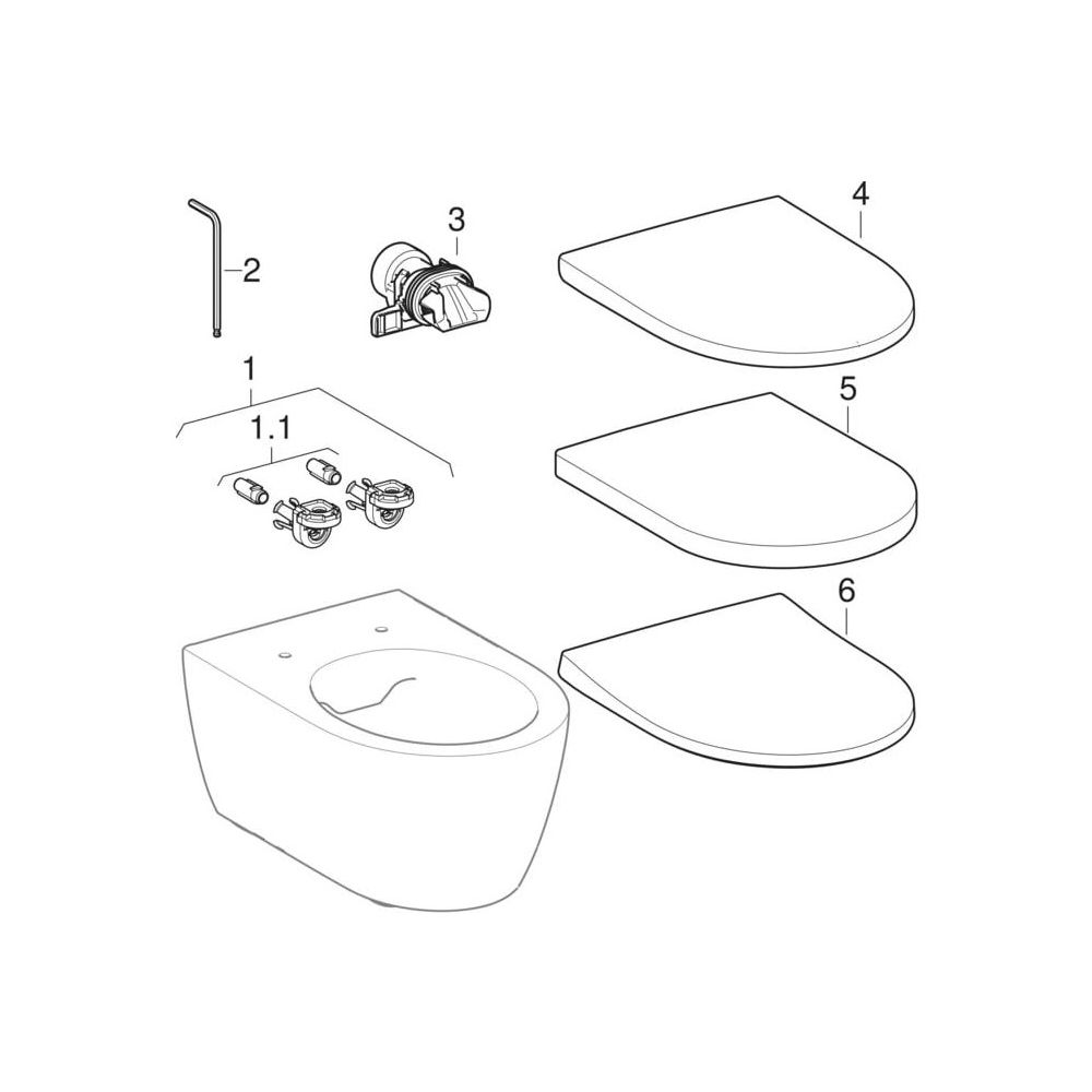Geberit iCon Set Wand-WC Tiefspüler geschl. Form Rimfree, WC-Sitz T 53cm Absenkaut.... GEBERIT-501664008 4025410949875 (Abb. 11)