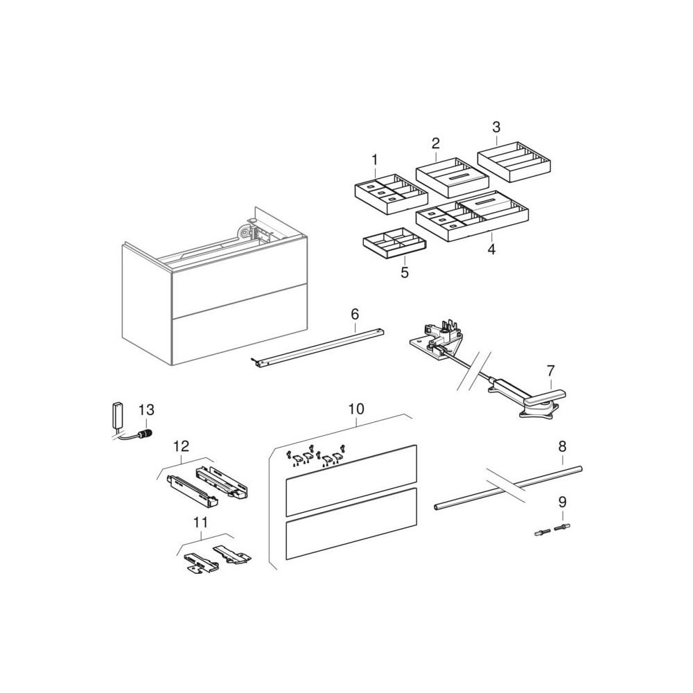 Geberit ONE Unterschrank für Waschtisch, 2 Schubladen, verkürzte Ausladung, 89,5x46... GEBERIT-500385011 4025410572417 (Abb. 10)