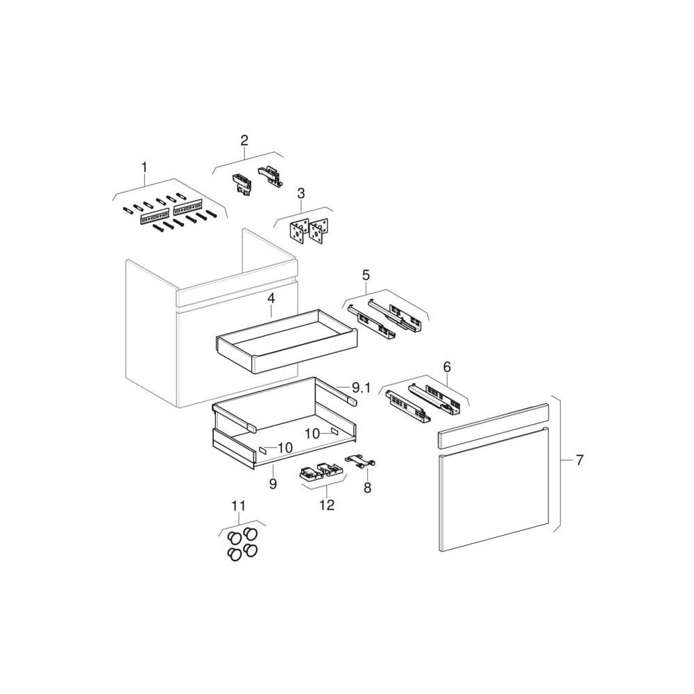 Geberit Renova Plan Unterschrank für Waschtisch, 1 Schublade, 1 Innenschublade, 53,... GEBERIT-501905011 4025410905178 (Abb. 10)