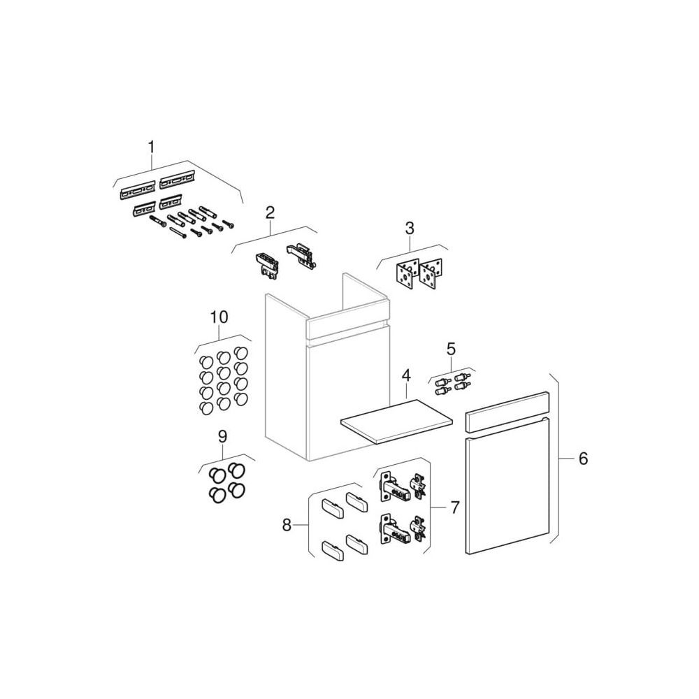 Geberit Renova Plan Unterschrank für Handwaschbecken, 1 Tür, verk. Ausladung, 31,4x... GEBERIT-501901JK1 4025410905604 (Abb. 10)