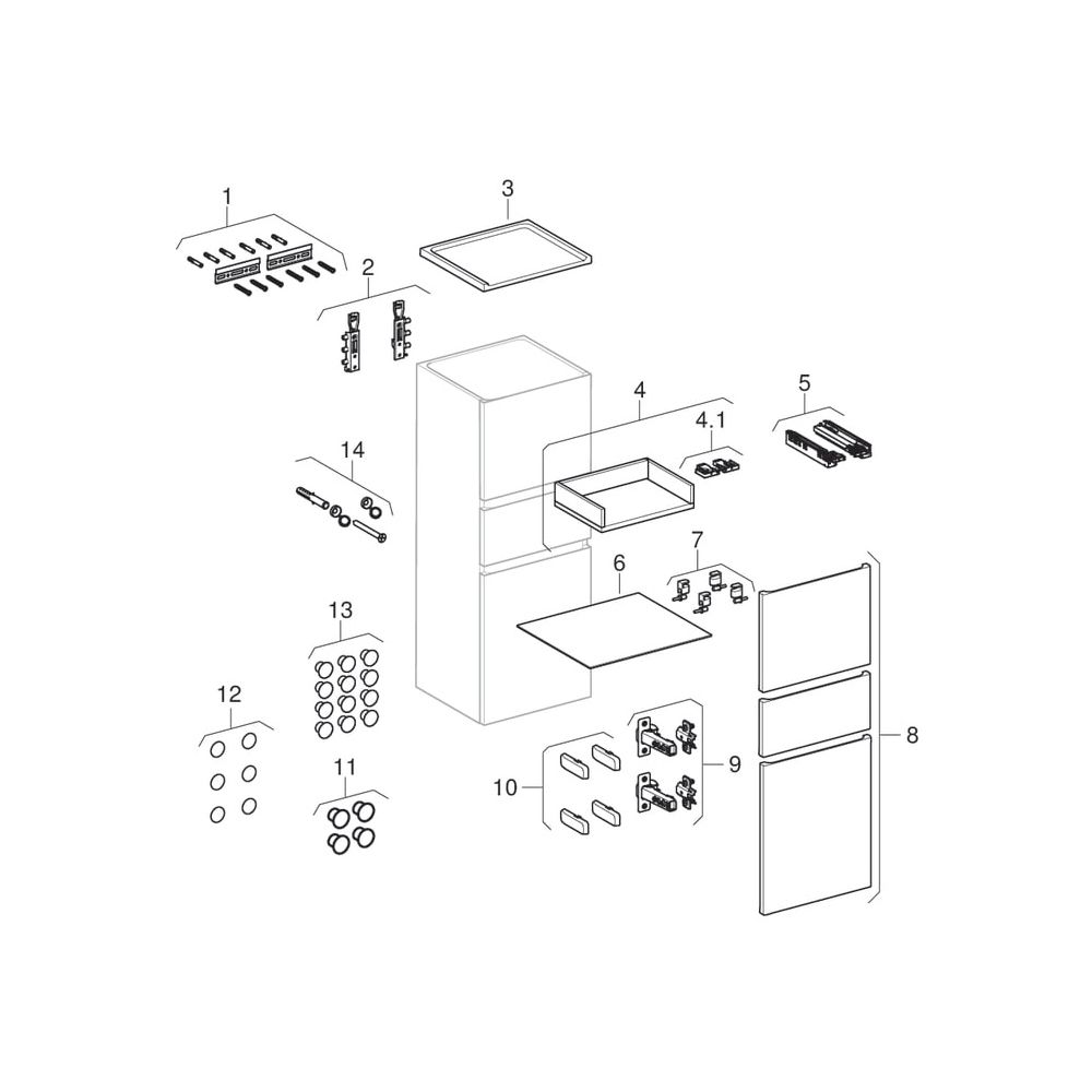 Geberit Renova Plan Mittelhochschrank mit 2 Türen, 1 Schublade, 39x105x36cm, Nussba... GEBERIT-501922001 4025410905499 (Abb. 10)