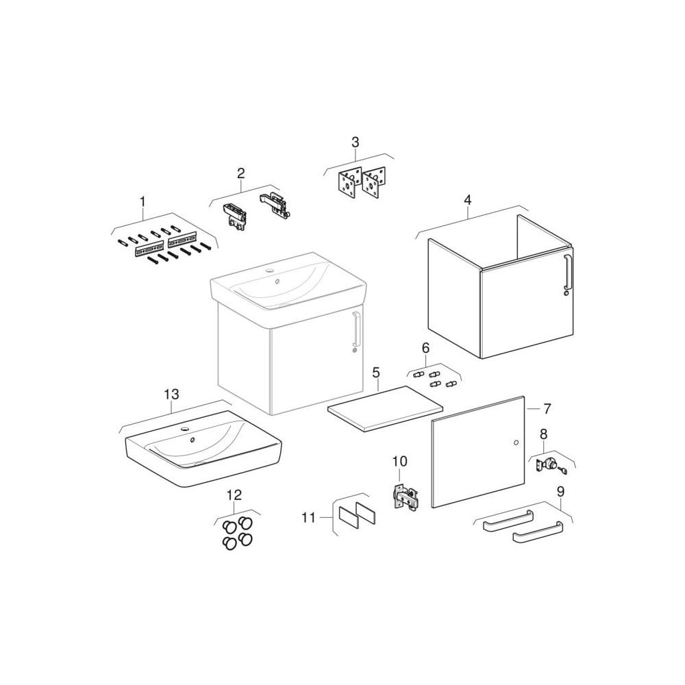 Geberit Bambini Set Waschtisch, Unterschrank, 59,5x56,3x48,3cm, Hahnloch mittig, Üb... GEBERIT-501927011 4025410905598 (Abb. 10)