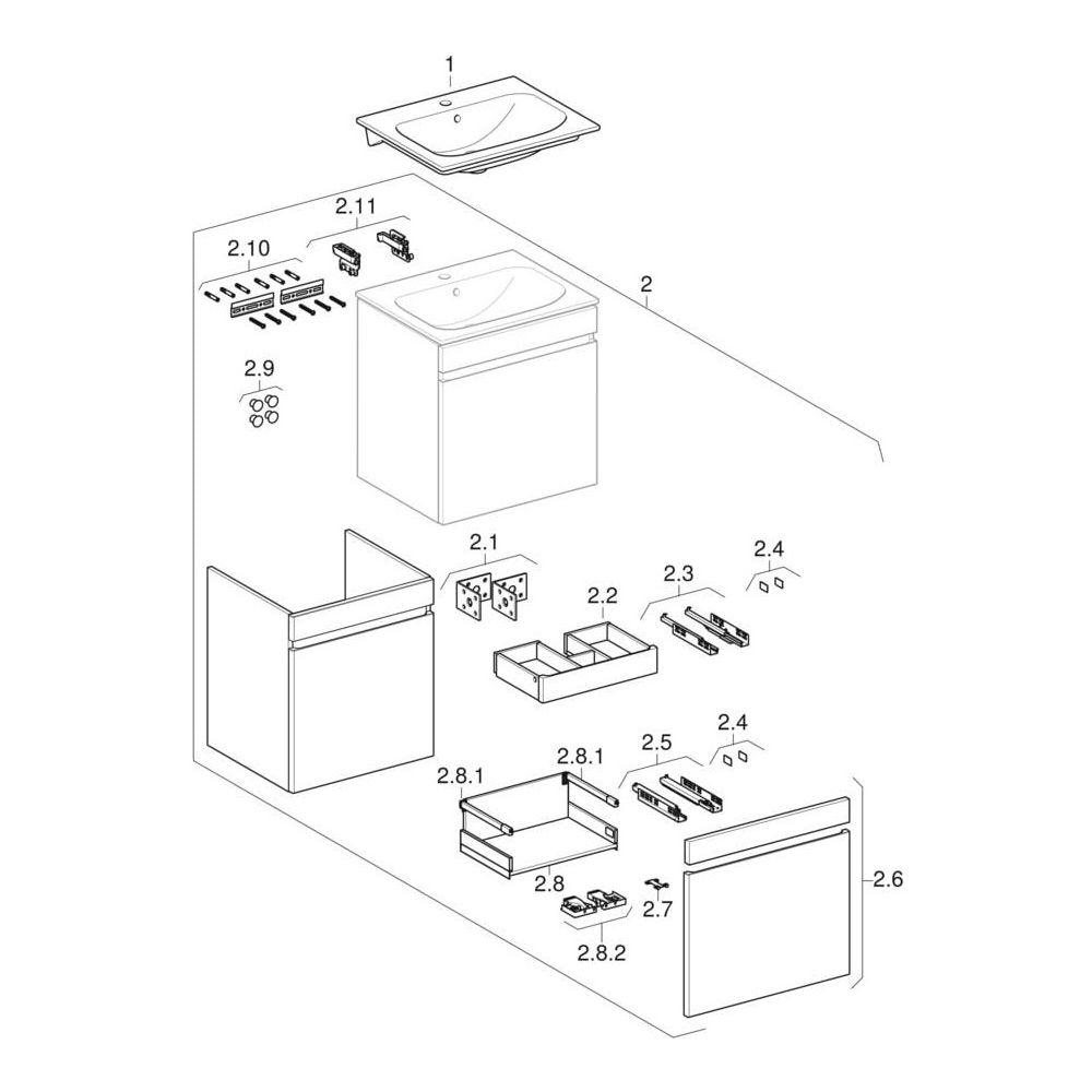 Geberit Renova Plan Set Möbelwaschtisch 60cm, Unterschr., 1 Schubl./1 Innenschubl.,... GEBERIT-501915JK1 4025410905888 (Abb. 10)