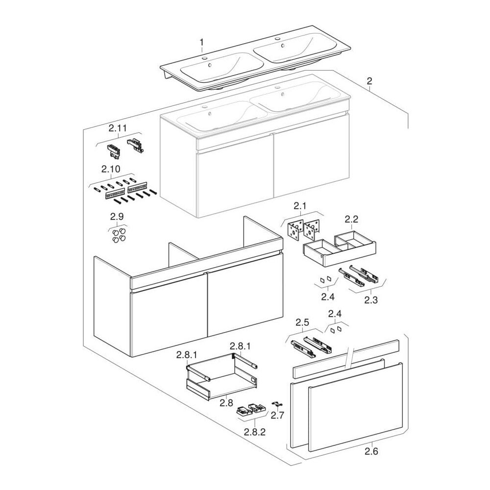 Geberit Renova Plan Set Doppelmöbelwaschtisch zwei Schubladen Korpus und Front Nuss... GEBERIT-501918008 4025410929983 (Abb. 10)