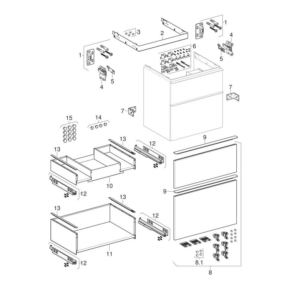 Geberit iCon Unterschrank für Waschtisch, 2 Schubladen Waschtisch 60cm, Weiß, lacki... GEBERIT-502303013 4025410941244 (Abb. 12)
