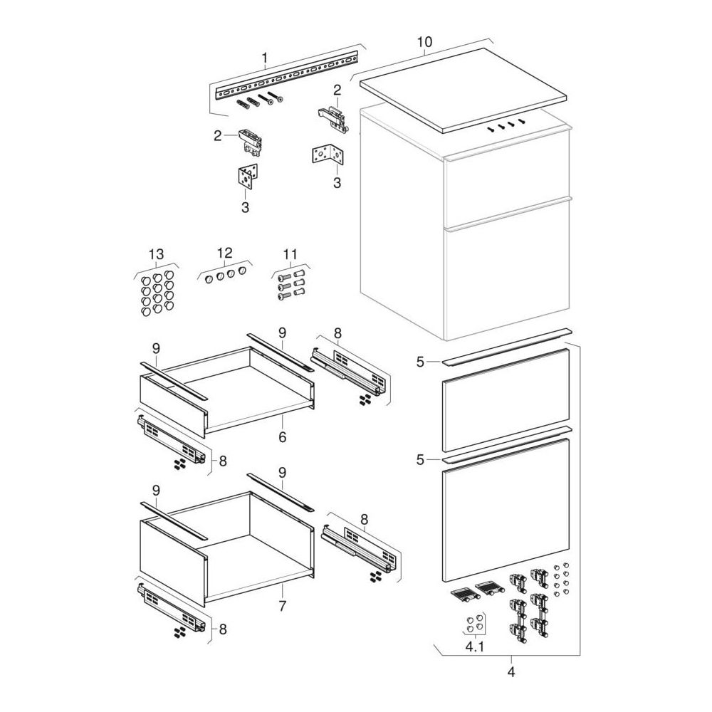 Geberit iCon Seitenschrank mit zwei Schubladen H 60cm, Weiß lackiert hochglänzend/p... GEBERIT-502315011 4025410941589 (Abb. 10)