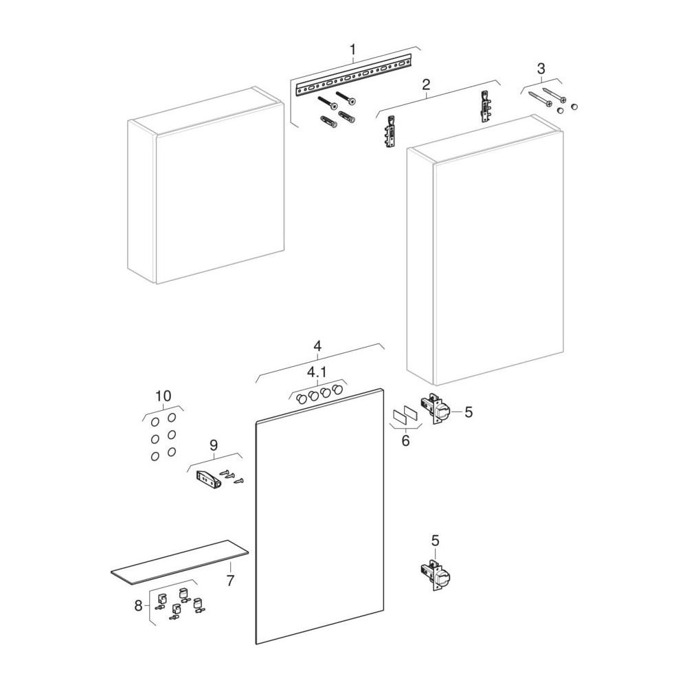 Geberit Hängeschrank quadratisch, mit einer Tür 45x46,7cm, Lava lackiert matt/Glas g... GEBERIT-502319JK2 4025410126832 (Abb. 7)