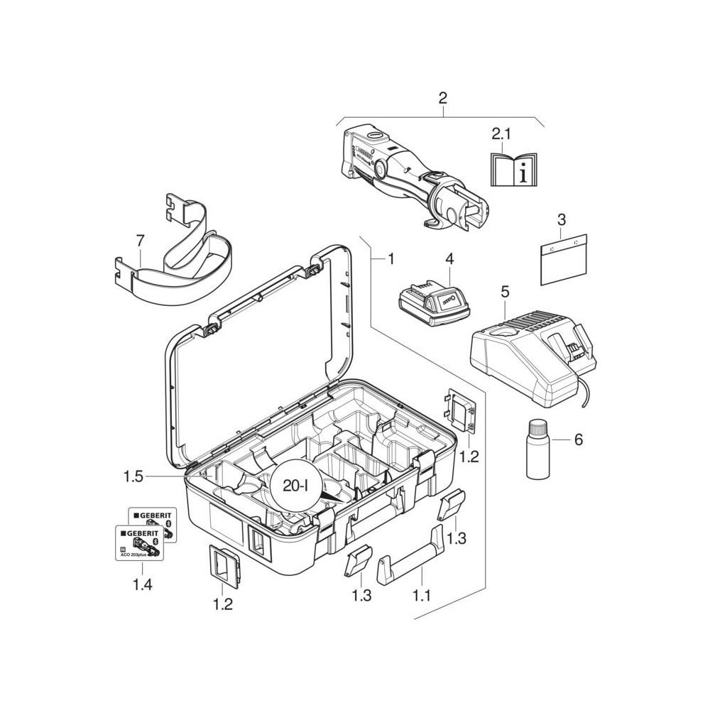 Geberit ACO 203plus Pressgerät im Koffer 18V, 230V/50-60 Hz, Typ 2, für FlowFit... GEBERIT-691022P11 4025410728319 (Abb. 6)