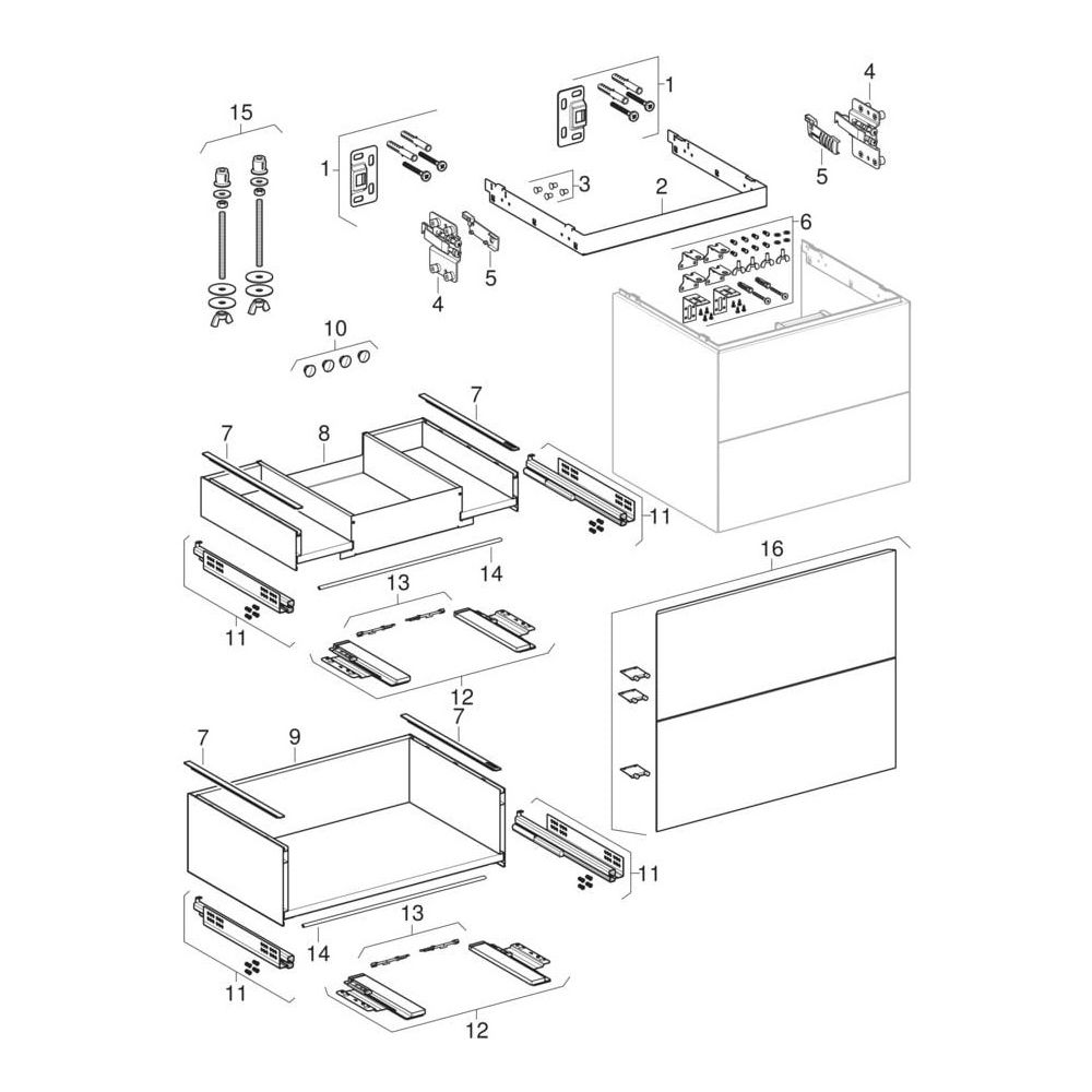 Geberit ONE Unterschrank für Waschtisch, 2 Schubladen, Breite Waschtisch 120cm, H 5... GEBERIT-505265005 4025410936097 (Abb. 12)
