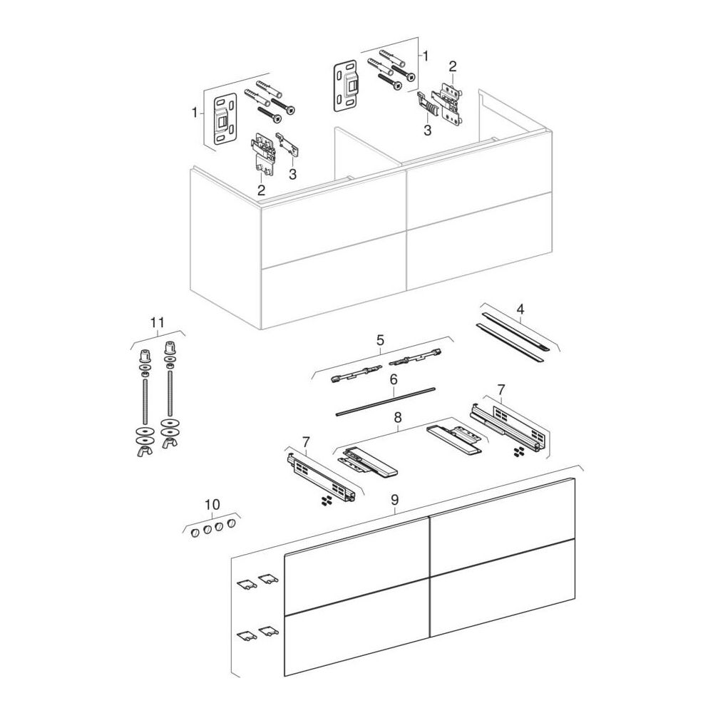 Geberit ONE Unterschrank für Waschtisch, 4 Schubladen, Breite Waschtisch 135cm, Höh... GEBERIT-505266008 4025410646071 (Abb. 12)
