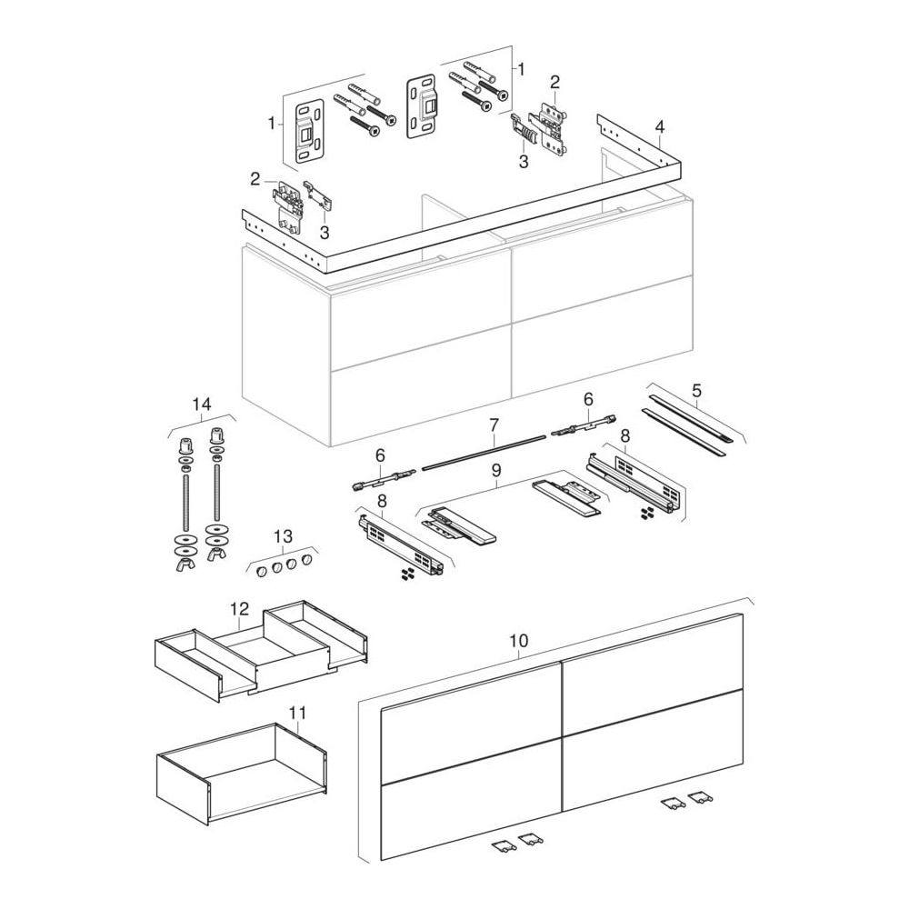 Geberit ONE Unterschrank für Waschtisch, 4 Schubladen, Breite Waschtisch 135cm, H 5... GEBERIT-505266005 4025410936165 (Abb. 13)