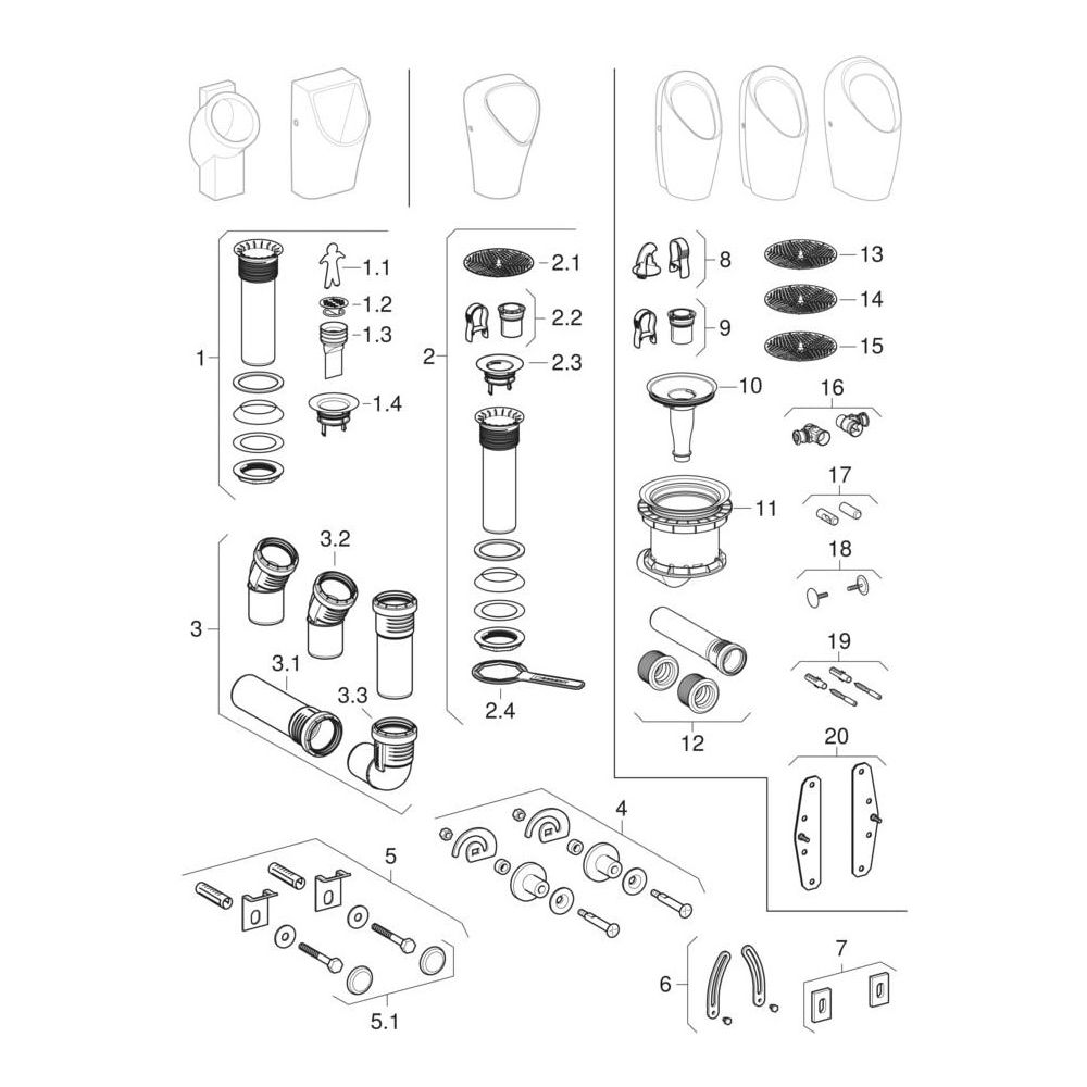 Geberit Renova Plan Urinal wasserlos, Abgang nach hinten, Tiefe 30cm, Weiß/KeraTect... GEBERIT-235170600 4022009305890 (Abb. 10)