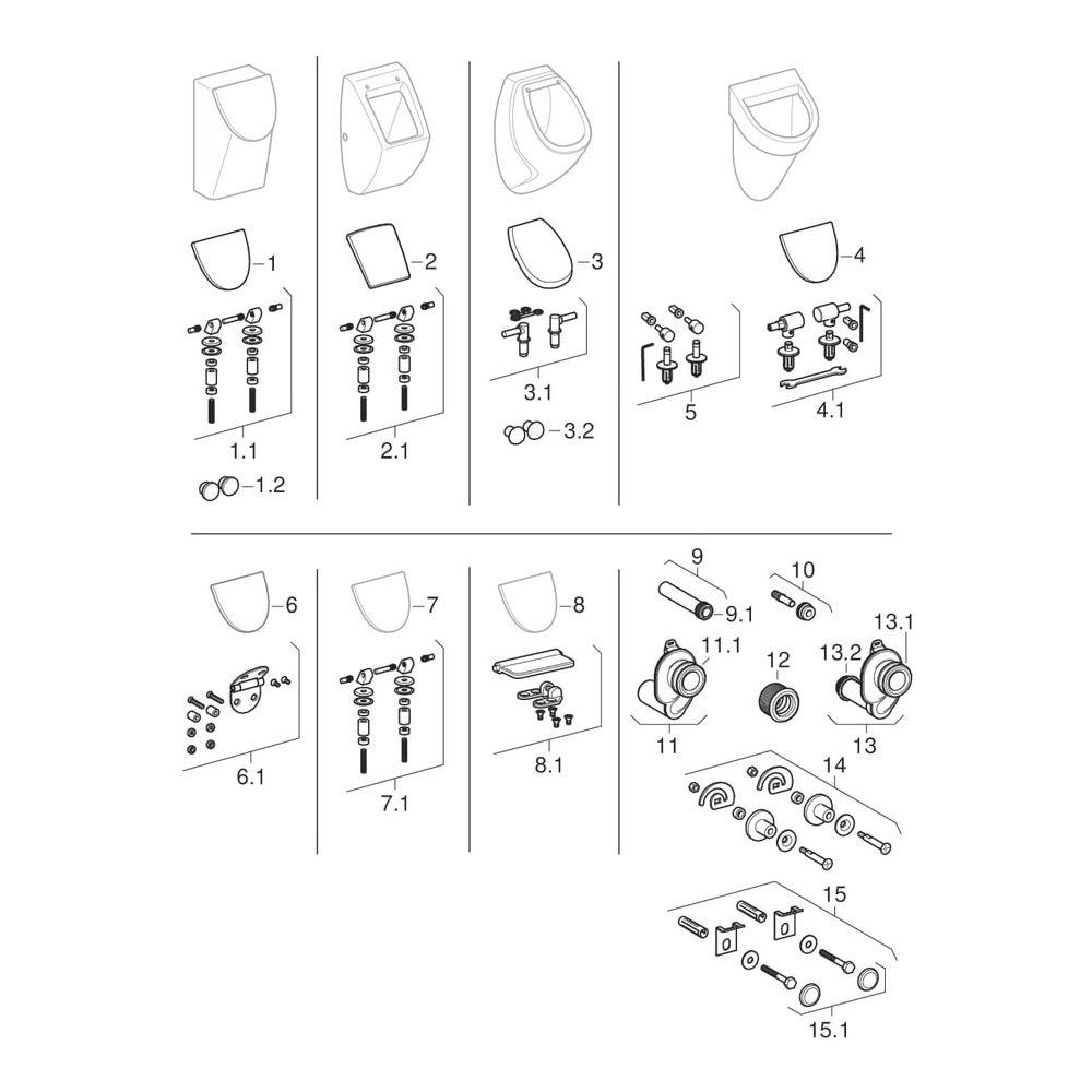 Geberit Renova Plan Urinal mit Deckel, Zulauf von hinten, Abgang nach hinten, Tiefe... GEBERIT-235120600 4022009305852 (Abb. 10)
