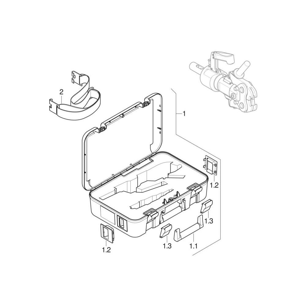Geberit CP700G Presszylinder mit Zwischenbacke Typ 4, im Koffer... GEBERIT-691240001 4025410931696 (Abb. 4)
