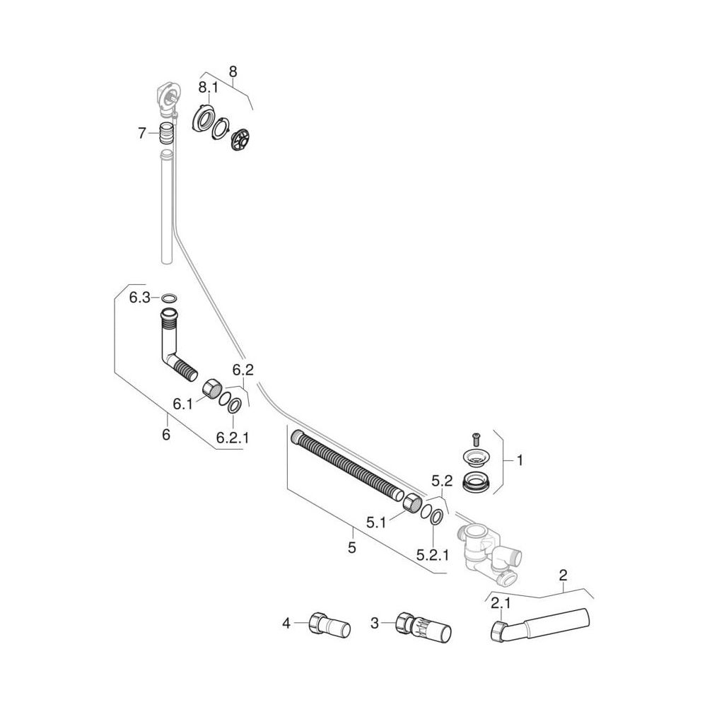 Geberit Badewannenablauf mit Drehbetätigung, Länge 26cm Außendurchmesser 40/50mm... GEBERIT-150501006 4025410567376 (Abb. 8)