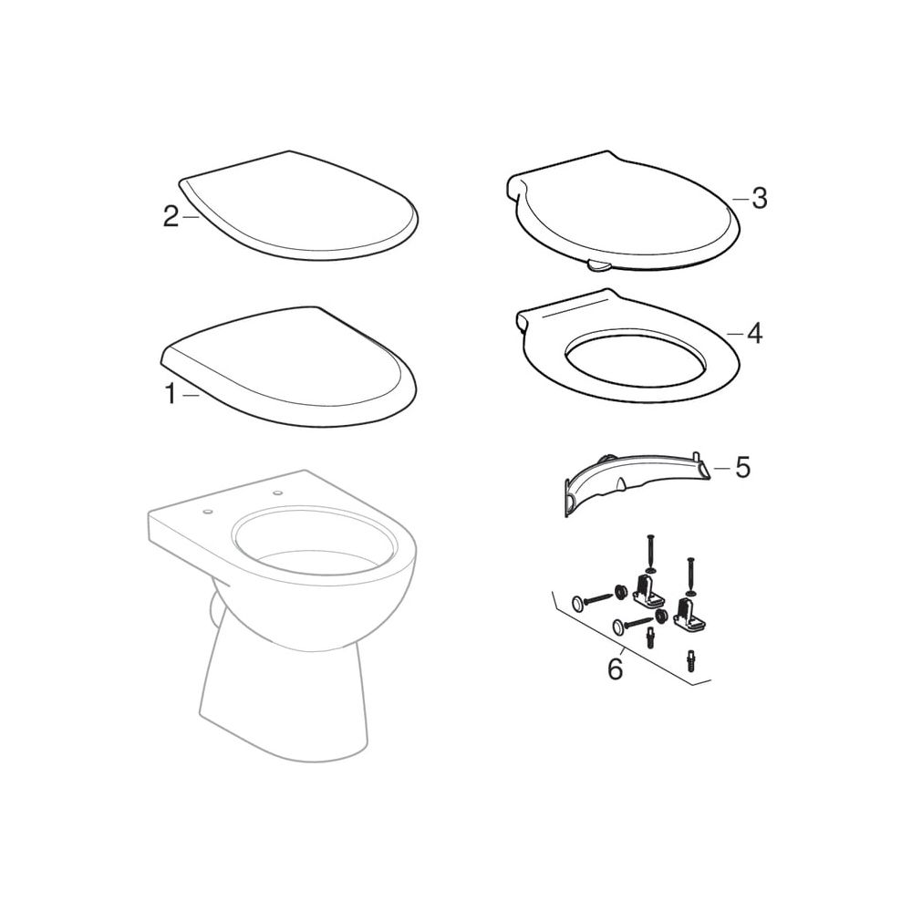 Geberit Renova Stand-WC Tiefspüler, Abgang horizontal, teilgeschlossene Form, Tiefe... GEBERIT-500810012 4025410695826 (Abb. 16)