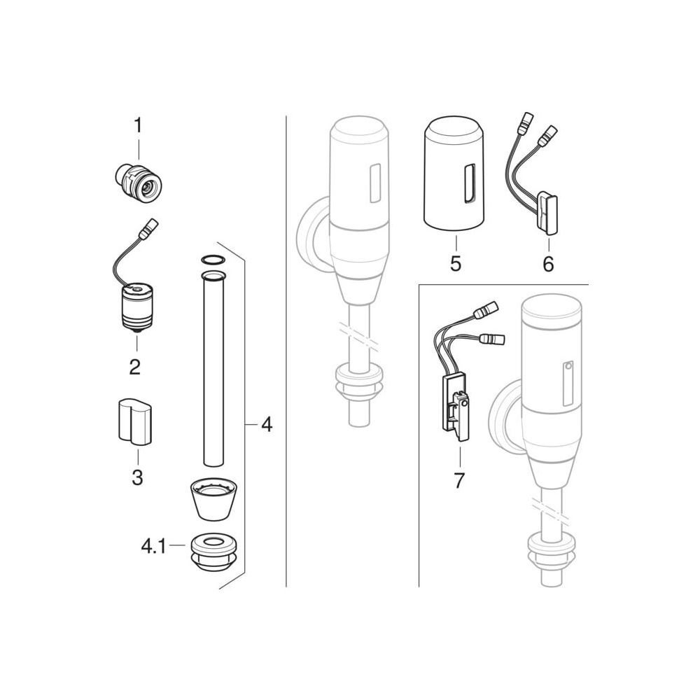Geberit Druckspüler für Urinal mit elektronischer Spülauslösung, IR-Distanzerkennung... GEBERIT-115805215 4025410052056 (Abb. 6)