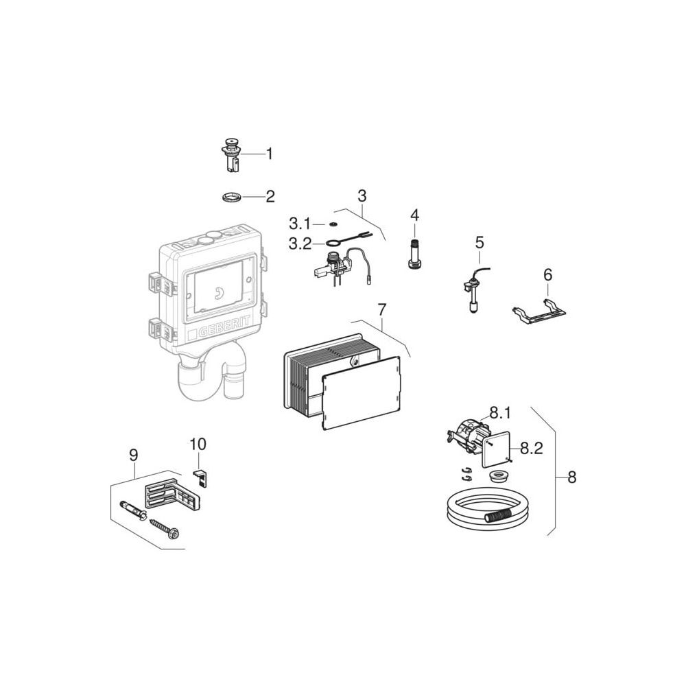 Geberit Hygienespülung HS10, 24V, 2 Wasseranschlüsse, DN 50, 48,5x8,7cm, 616277001... GEBERIT-616277001 4025410710277 (Abb. 10)