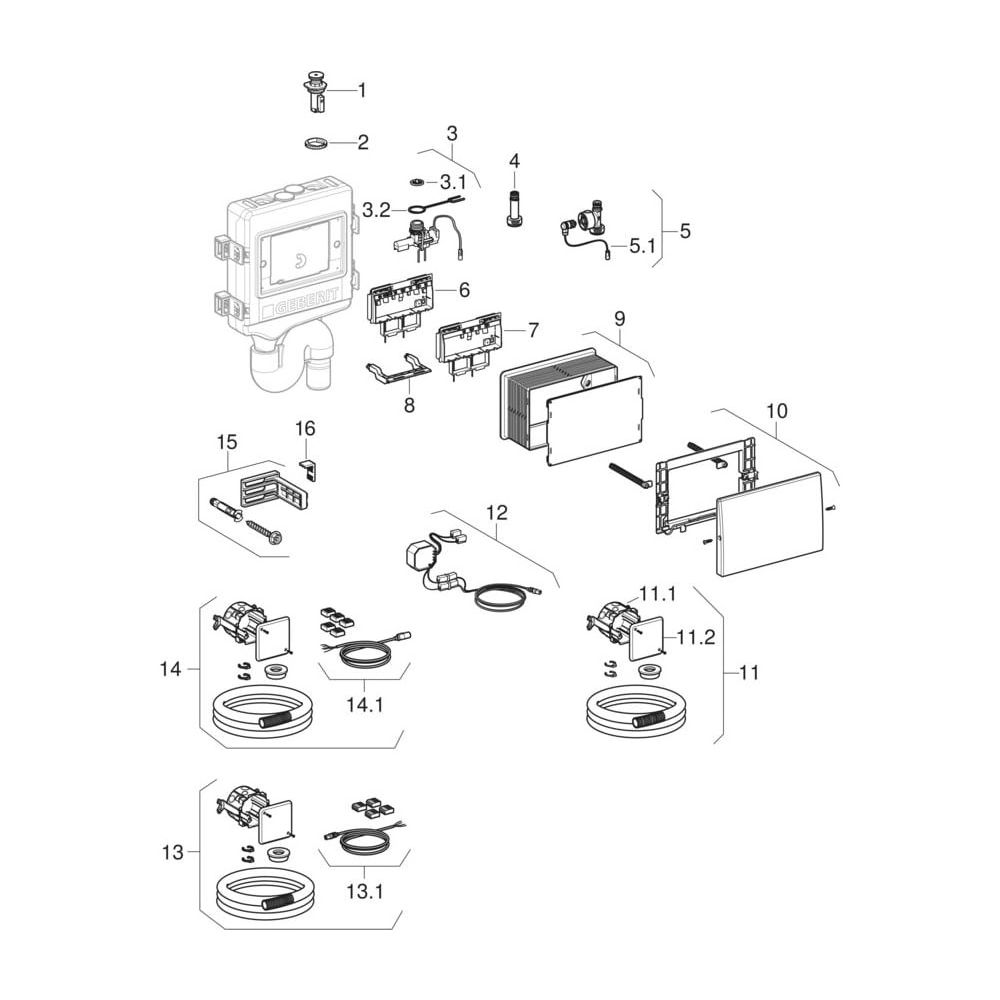 Geberit Hygienespülung HS50, mit Sensor, 2 Wasseranschlüsse, DN 50, 48,5x8,7cm, 616... GEBERIT-616275001 4025410736055 (Abb. 10)