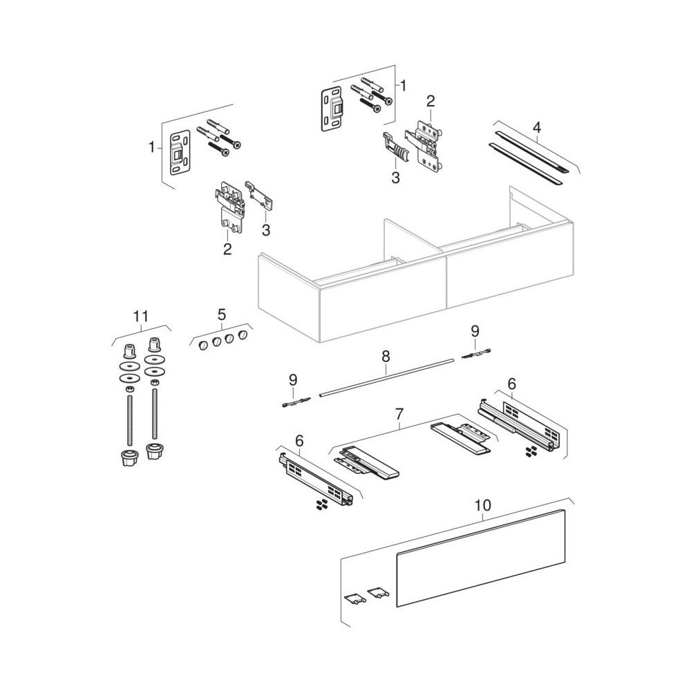 Geberit ONE Unterschrank für Waschtisch, 2 Schubladen, Breite Waschtisch 135cm, H 2... GEBERIT-505076004 4025410630353 (Abb. 11)