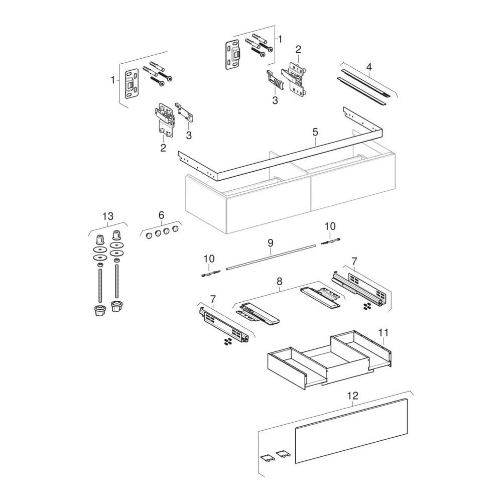 Geberit ONE Unterschrank für Waschtisch, 2 Schubladen, Breite Waschtisch 135cm, H 2... GEBERIT-505076005 4025410630360 (Abb. 12)