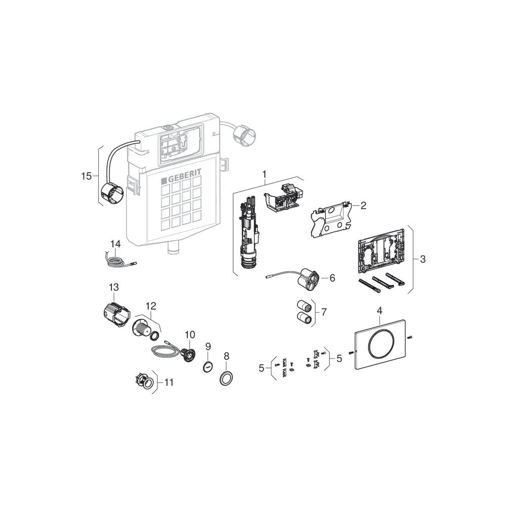 Geberit Sigma 10 WC-Steuerung elektr. Batterie, Drückerplatte manuell, für Stützklap... GEBERIT-115864166 4025410059468 (Abb. 6)