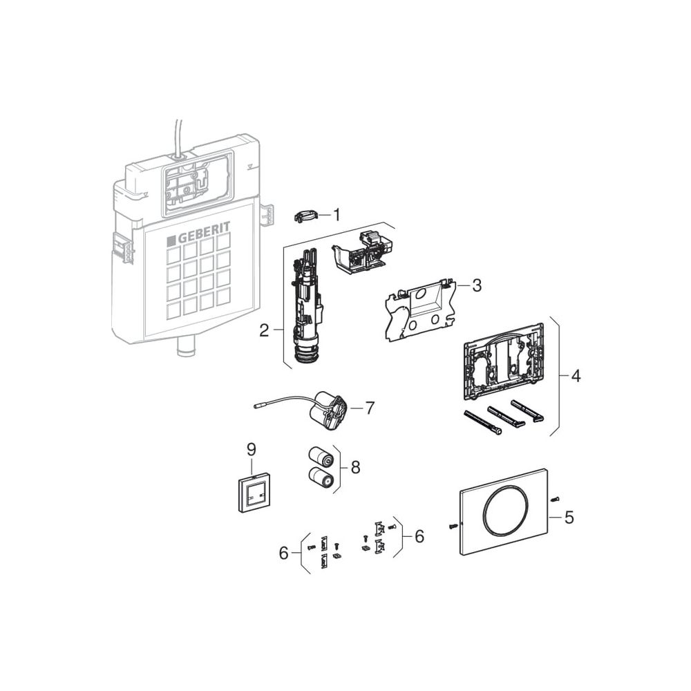 Geberit Sigma 10 WC-Steuerung elektr. Batterie, Drückerplatte Funk, für Stützklappgr... GEBERIT-115869166 4025410059482 (Abb. 6)