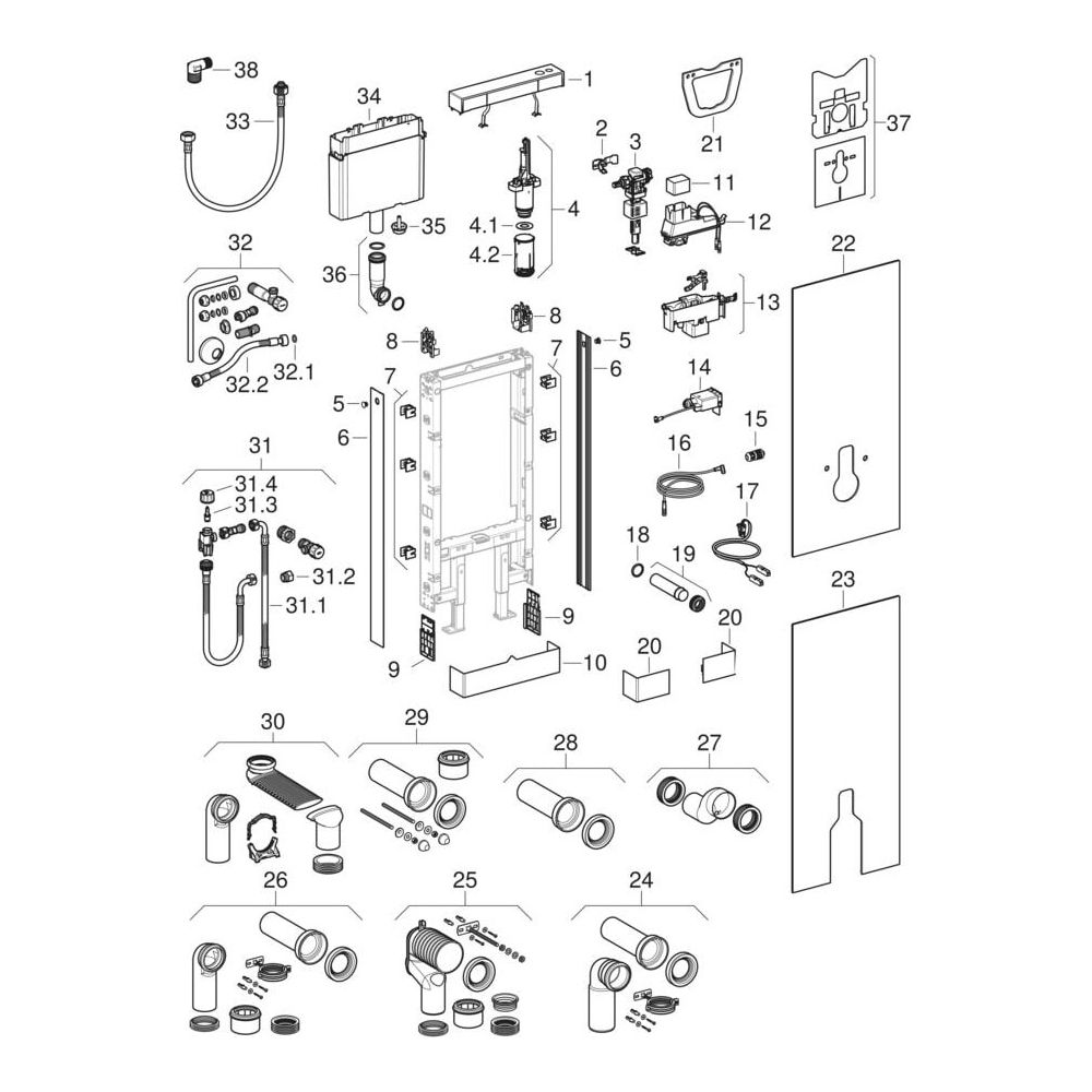 Geberit Monolith Plus Sanitärmodul für Stand-WC 114cm, Frontverkleidung Glas Sandgr... GEBERIT-131233JL7 4025410763372 (Abb. 14)