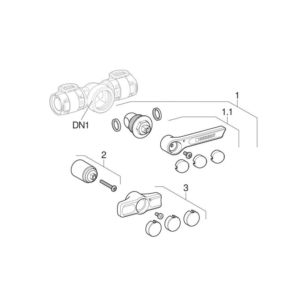 Geberit FlowFit Kugelhahn mit Betätigungshebel, d 50mm... GEBERIT-619855001 4025416604440 (Abb. 6)